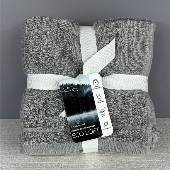 Loft by Loftex 4 Washcloths Gray 100% Cotton Ultra Soft ECO LOFT 4 pc NEW - Picture 1 of 7